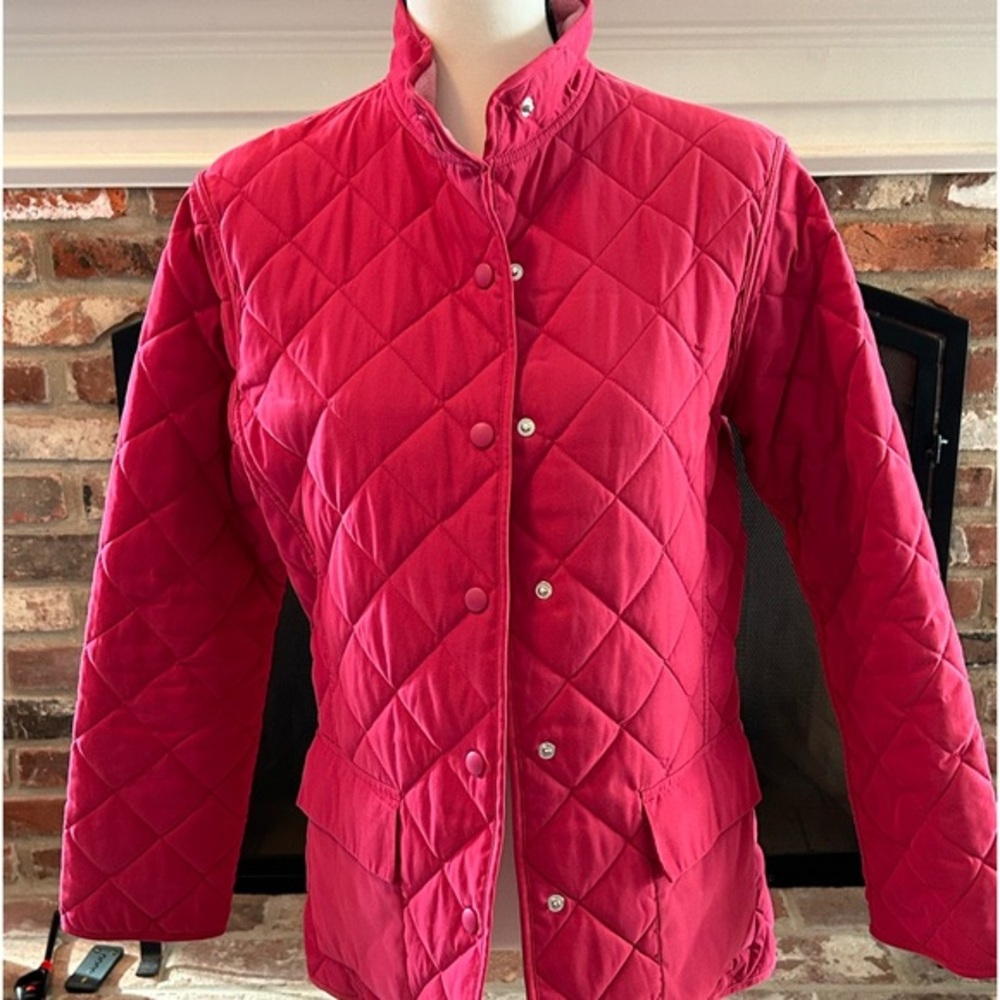 Van Heusen Womens Lined Quilted Pink Snap Jacket Size Small